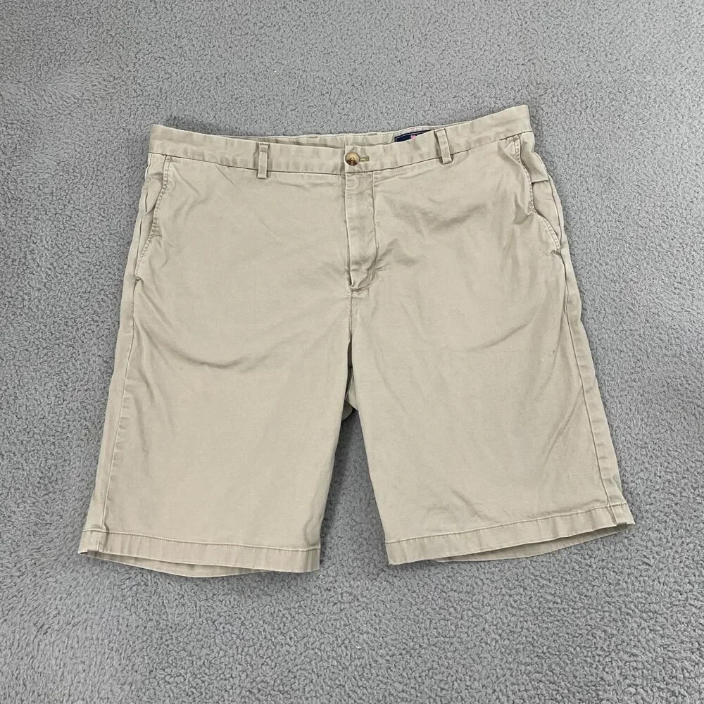 Vineyard Vines Breaker Shorts Men 42 Tan Chino Classic Flat‎ Front Golf